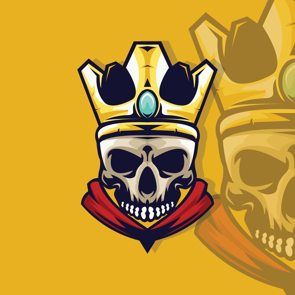 stock vector cranio indossando corona logo emblema oggetto illustrazione. logo, distintivo, logo esport, emblema