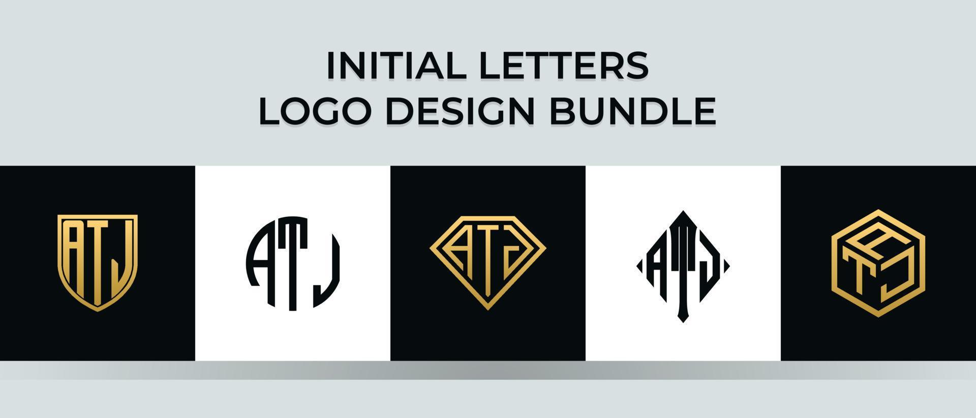 lettere iniziali atj logo design bundle vettore