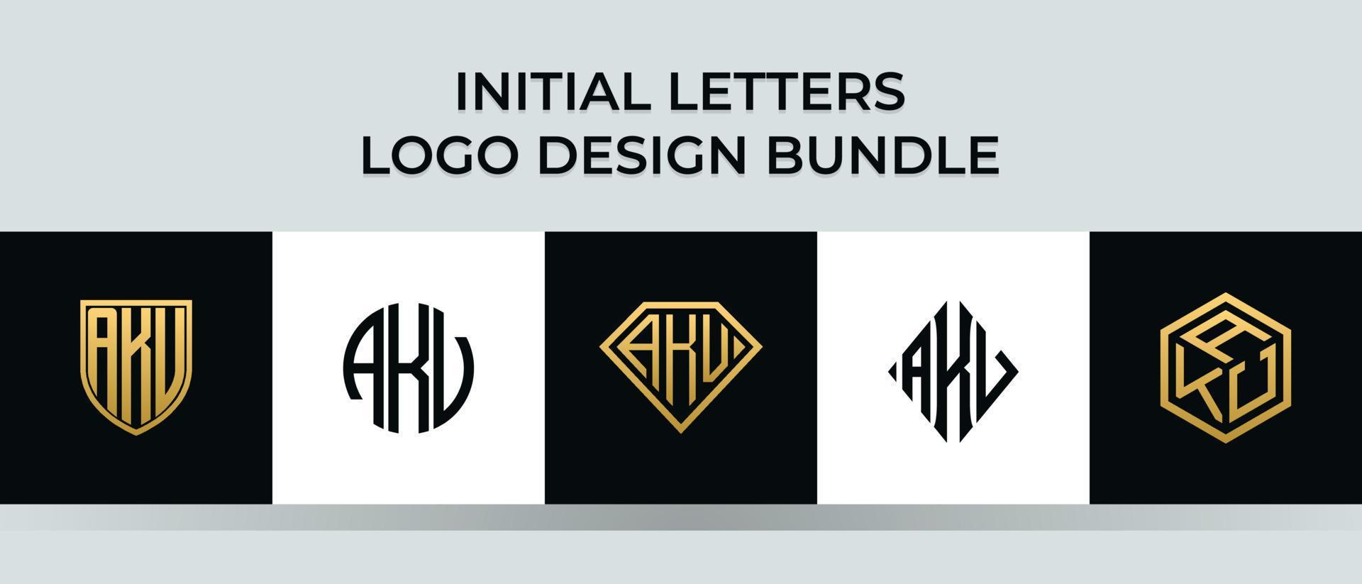 lettere iniziali akv logo design bundle vettore