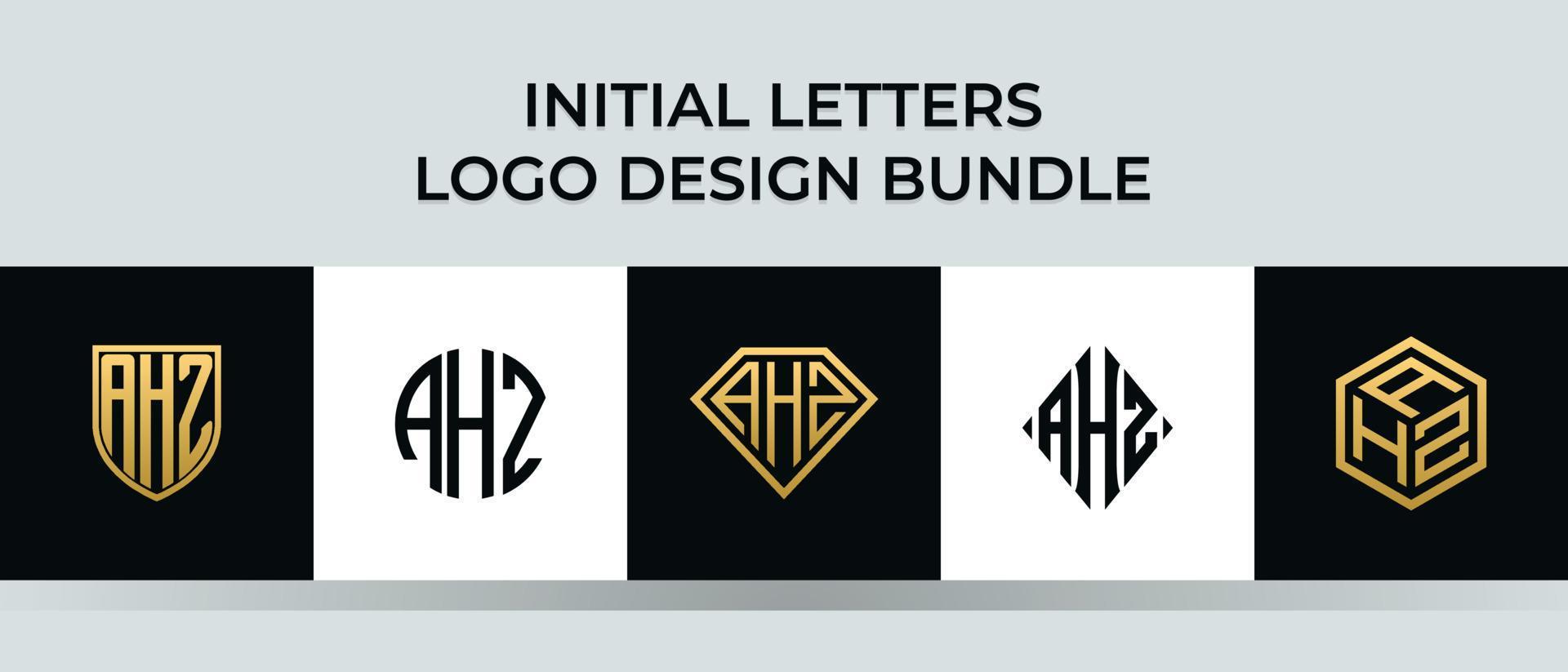 lettere iniziali ahz logo design bundle vettore