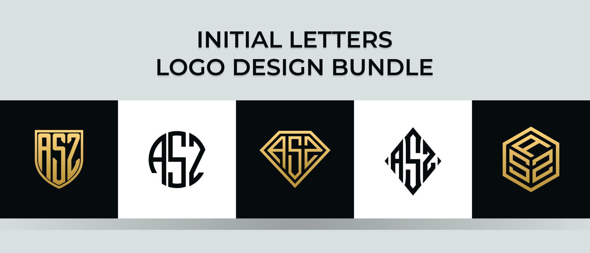 lettere iniziali asz logo design bundle vettore