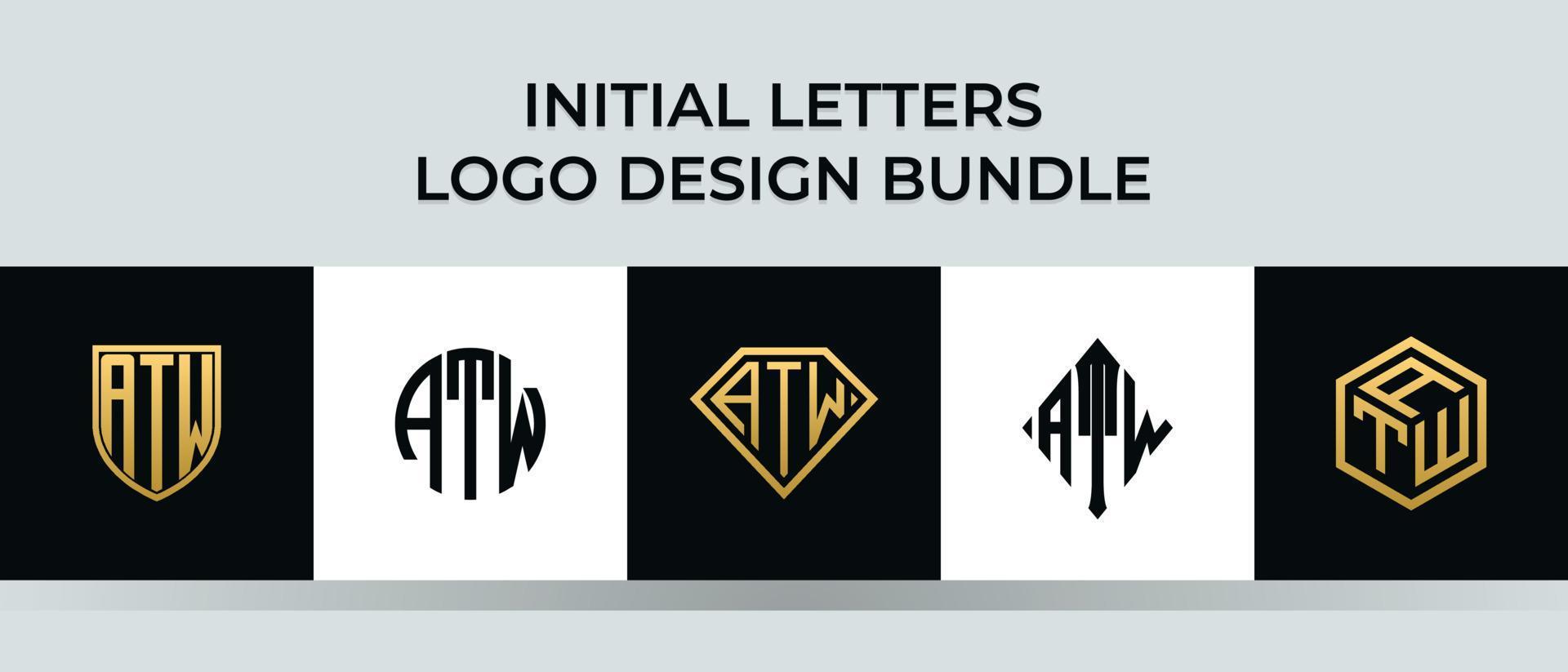 lettere iniziali atw logo design bundle vettore