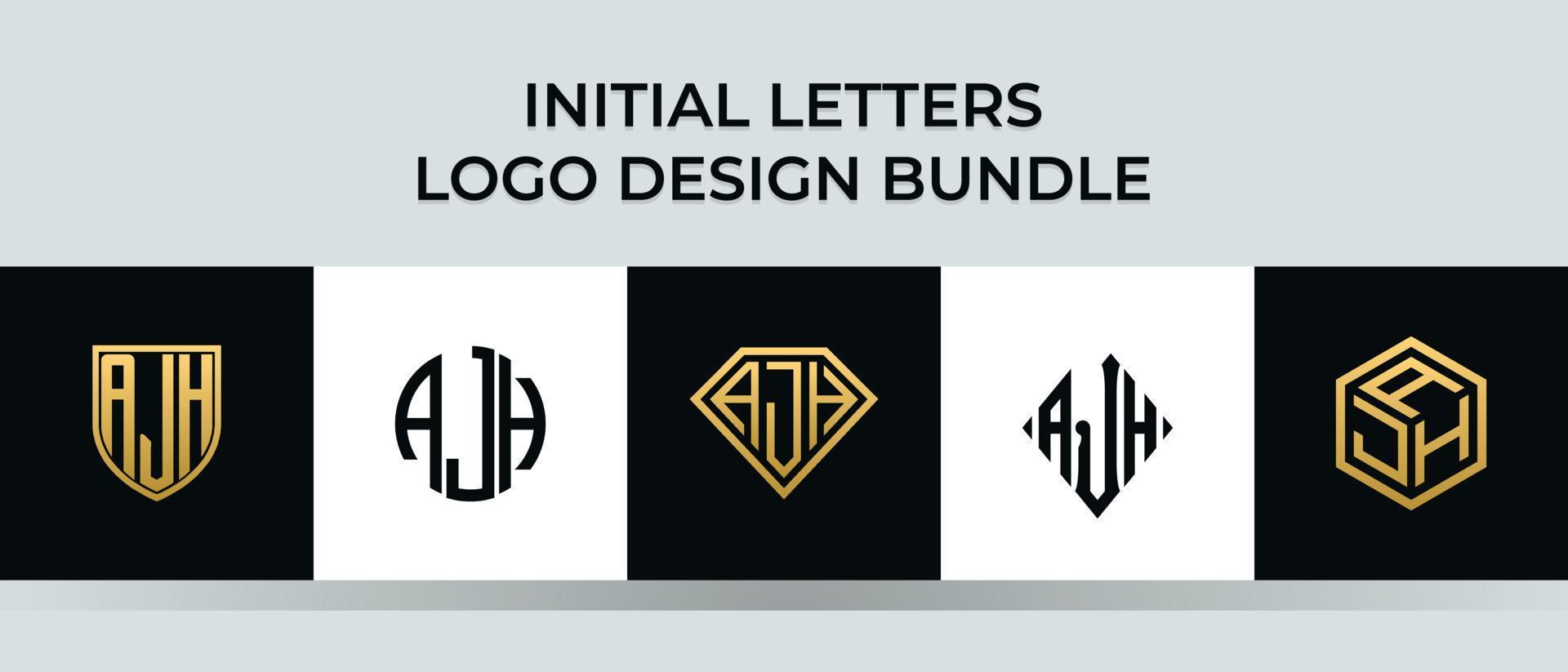 lettere iniziali ajh logo design bundle vettore