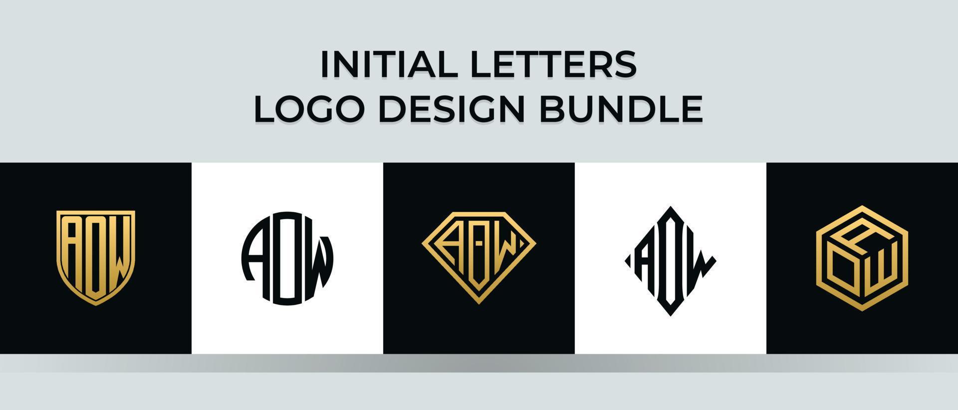 lettere iniziali aow logo design bundle vettore