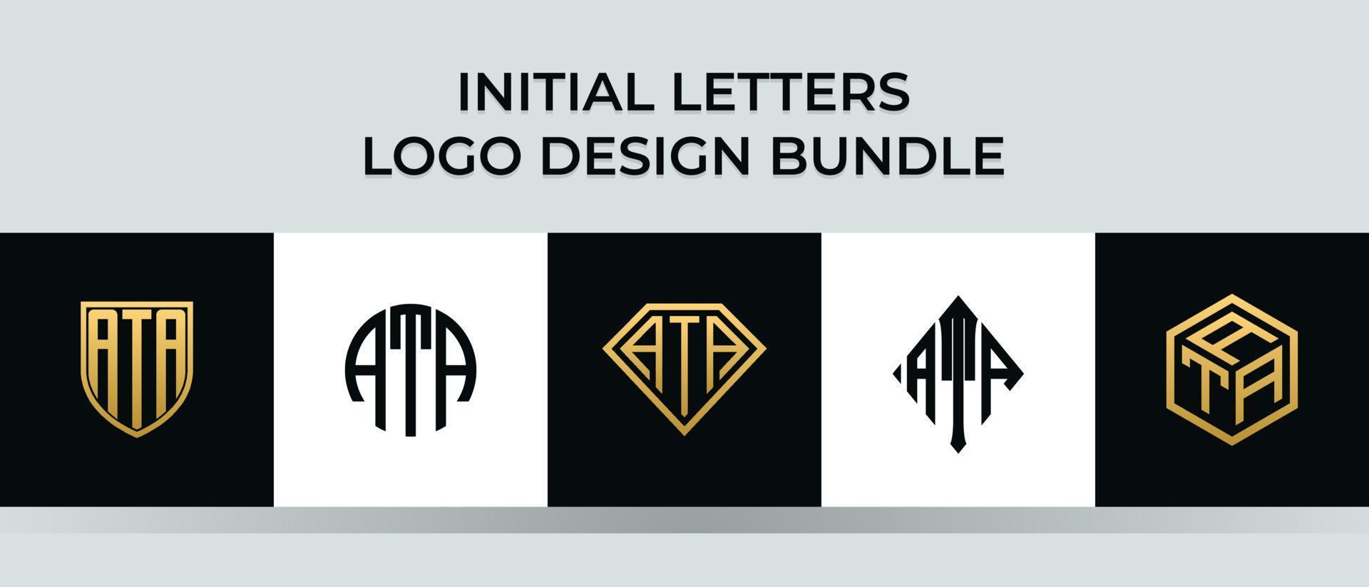 lettere iniziali ata logo design bundle vettore