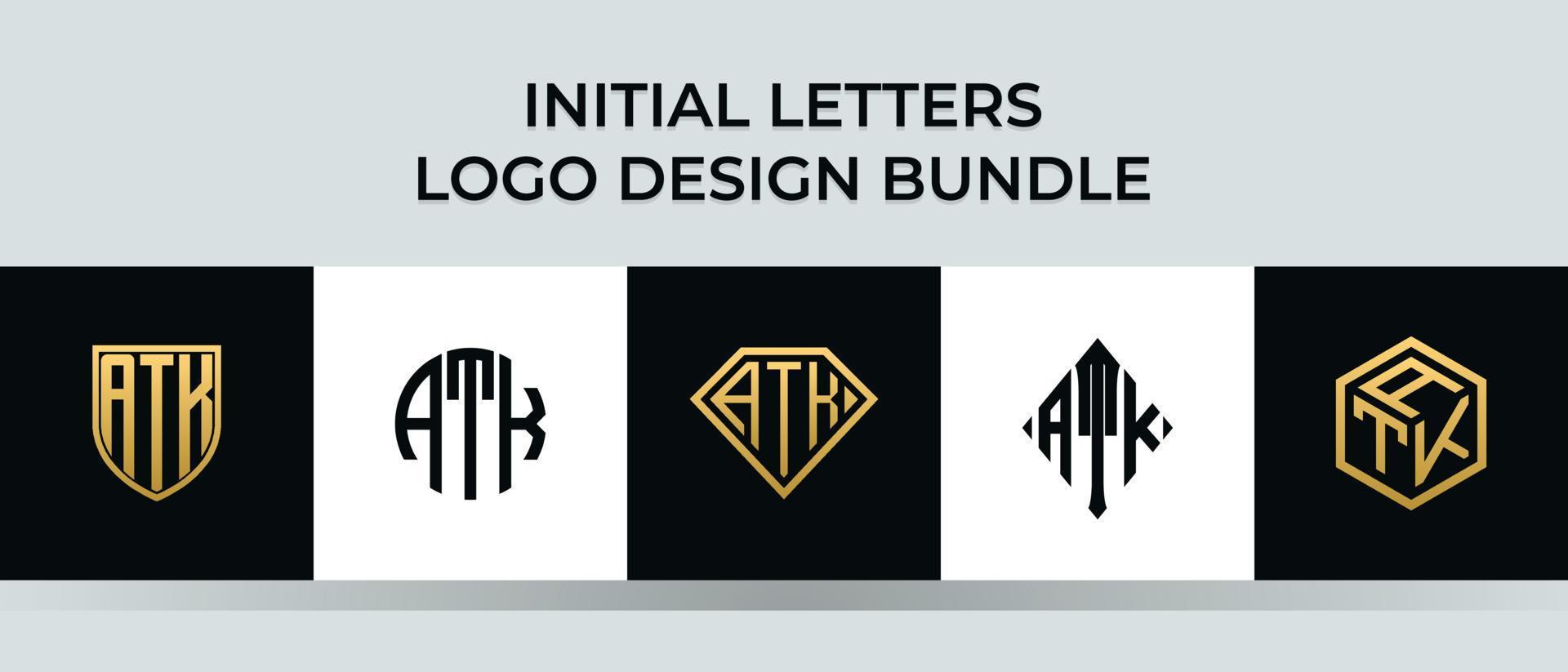 lettere iniziali atk logo design bundle vettore