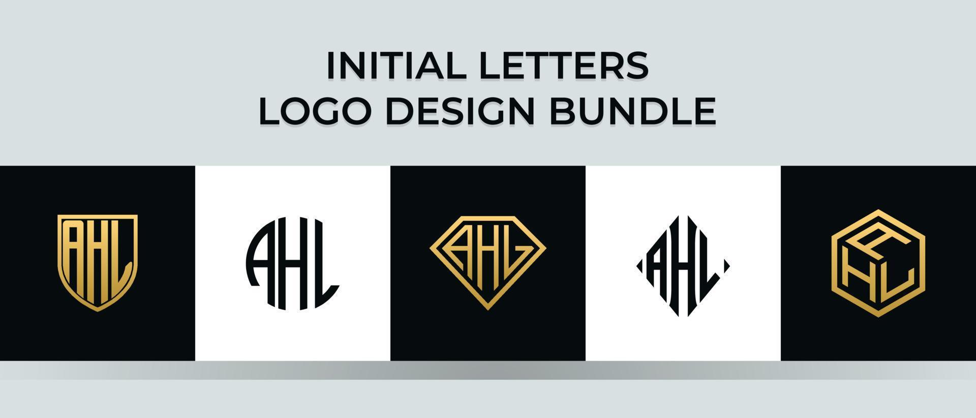 lettere iniziali ahl logo design bundle vettore