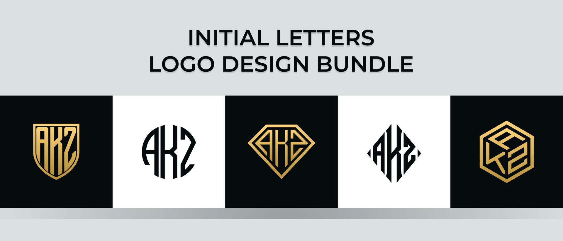 lettere iniziali akz logo design bundle vettore