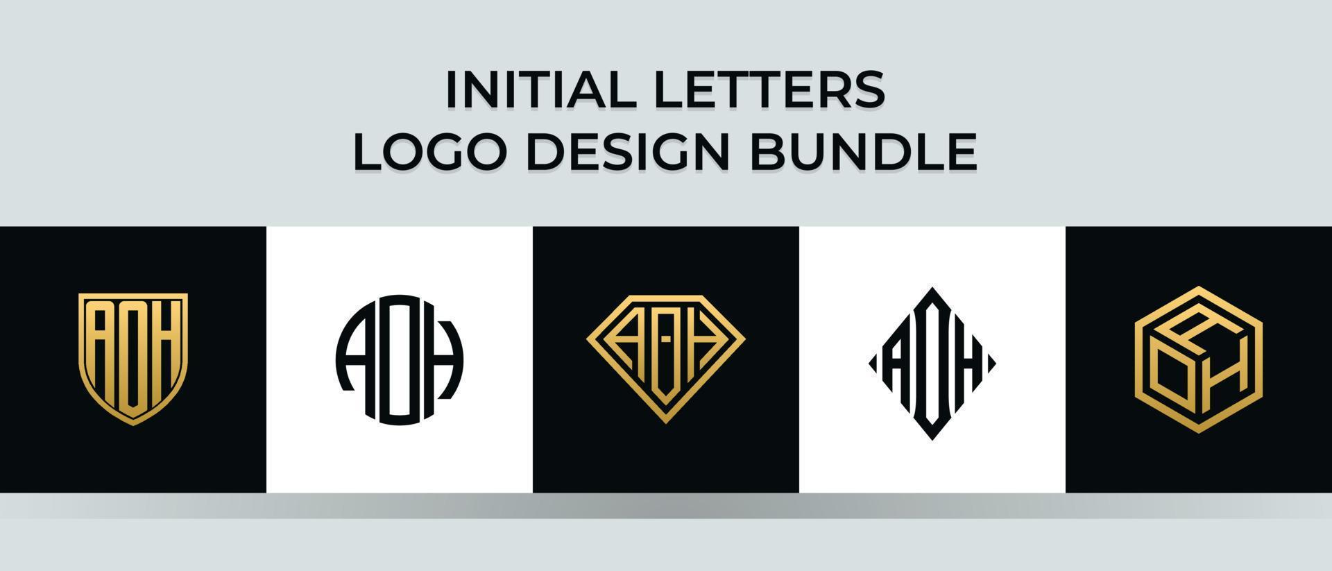 lettere iniziali aoh logo design bundle vettore