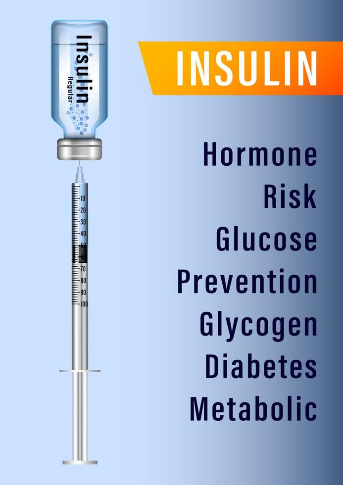 flacone di insulina e siringa monouso per iniezione vettore