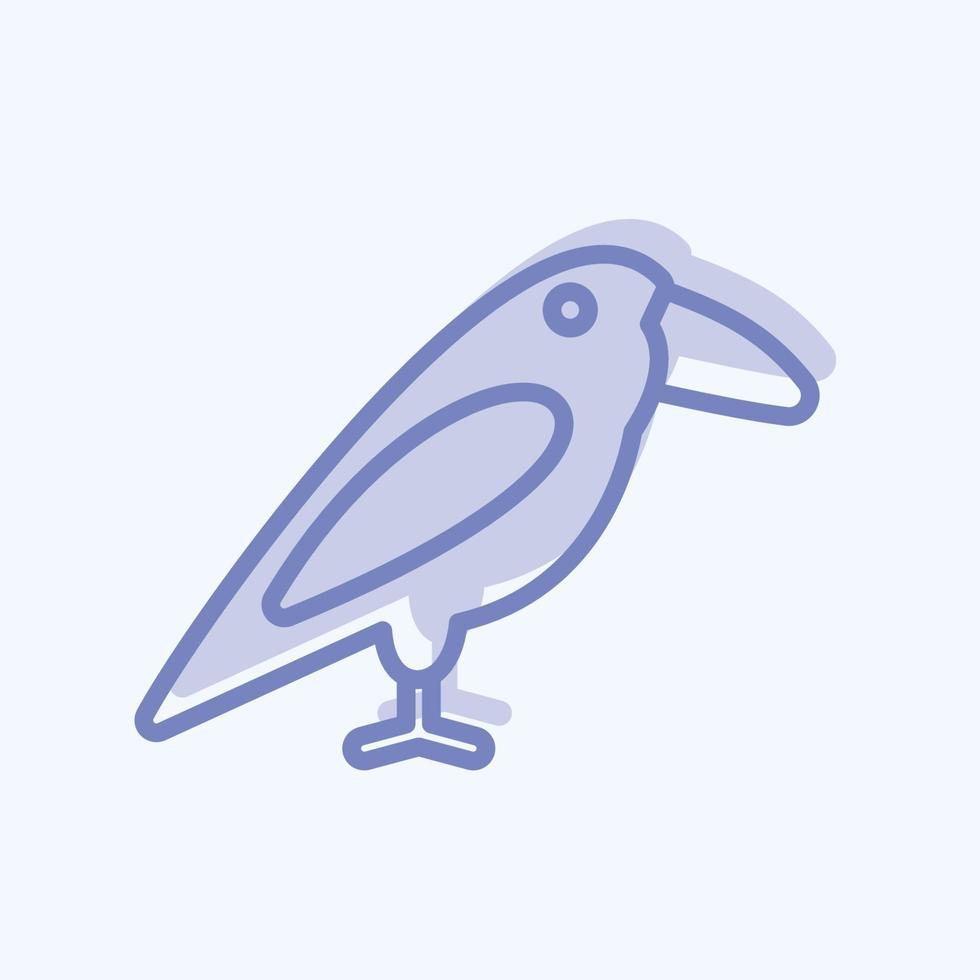 icona di uccello in stile bicolore alla moda isolato su sfondo blu morbido vettore