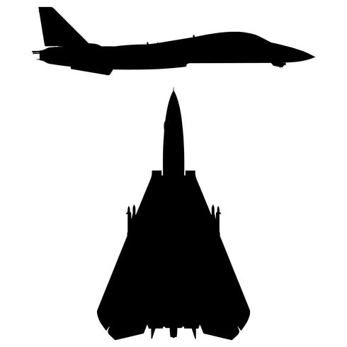 Illustrazione di vettore della siluetta degli aerei dell&#39;aereo da caccia dell&#39;anti-ala da caccia militare