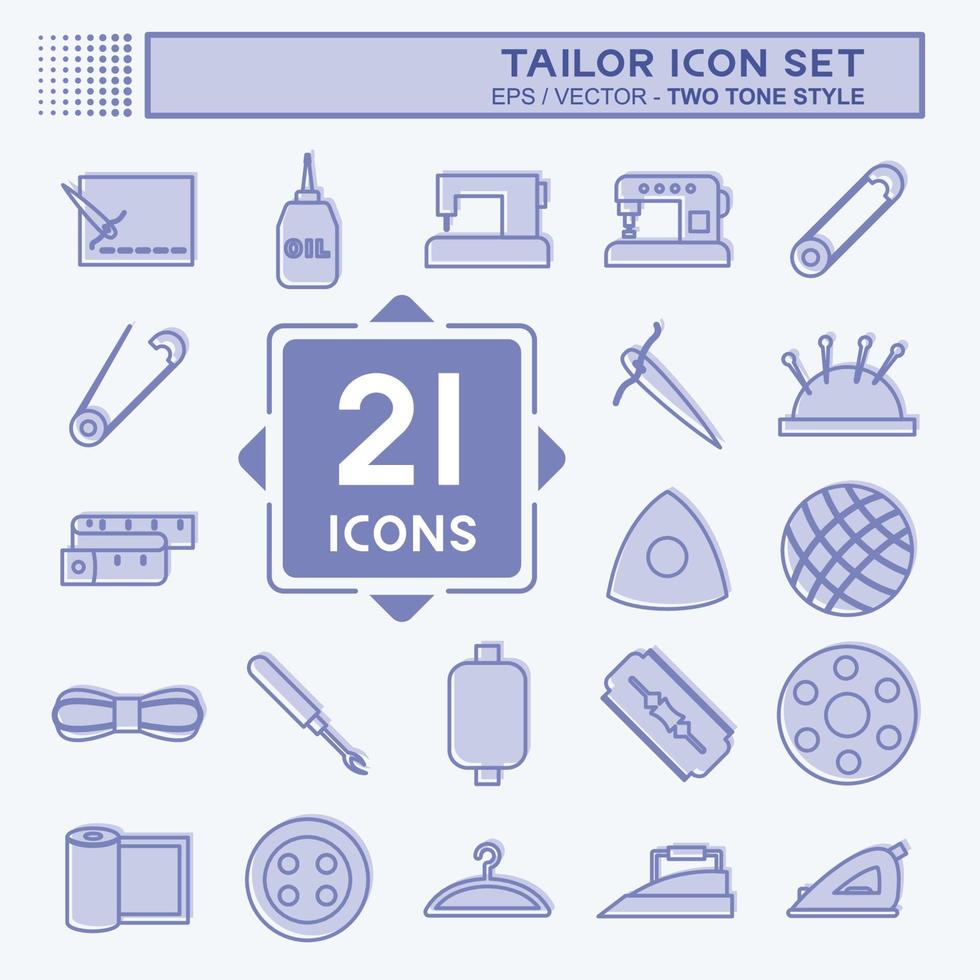 icona del set di icone su misura in stile bicolore alla moda isolato su sfondo blu morbido vettore