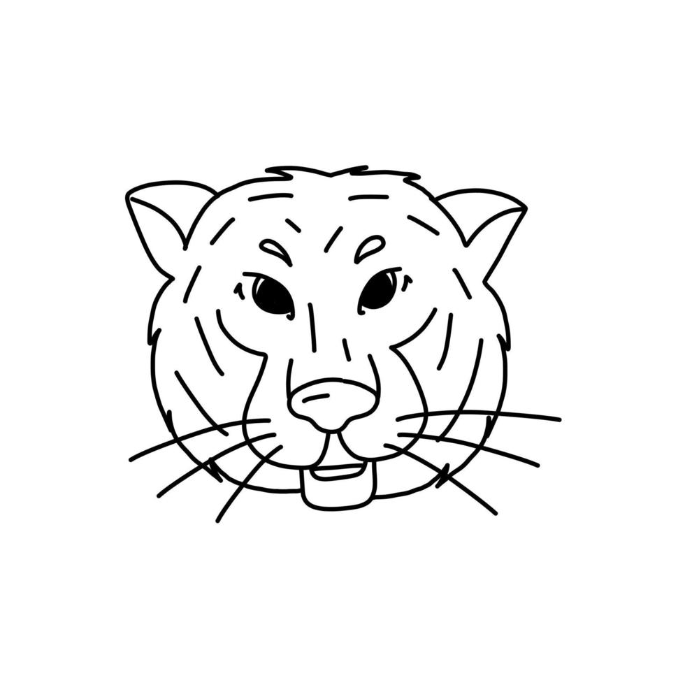 tigre disegnata a mano sveglia isolata sull'illustrazione bianca di vettore. adorabile stampa animalier. vettore