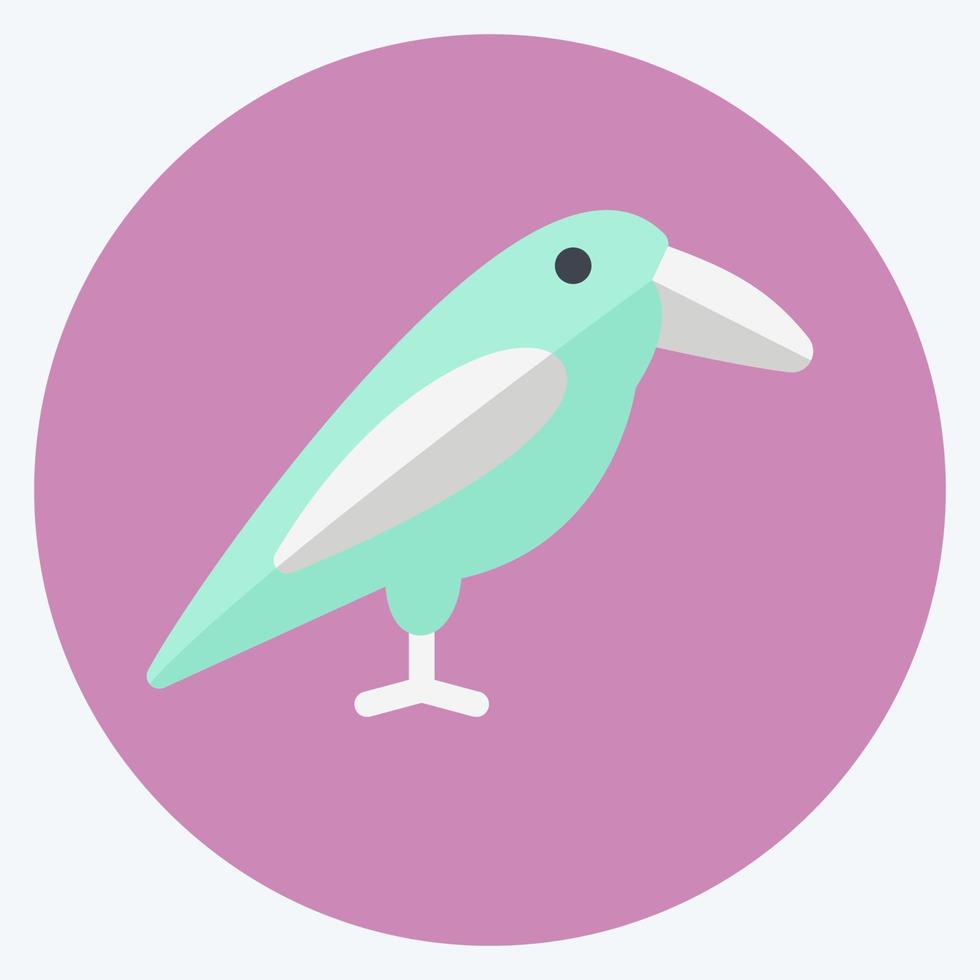 icona di uccello in stile piatto alla moda isolato su sfondo blu morbido vettore