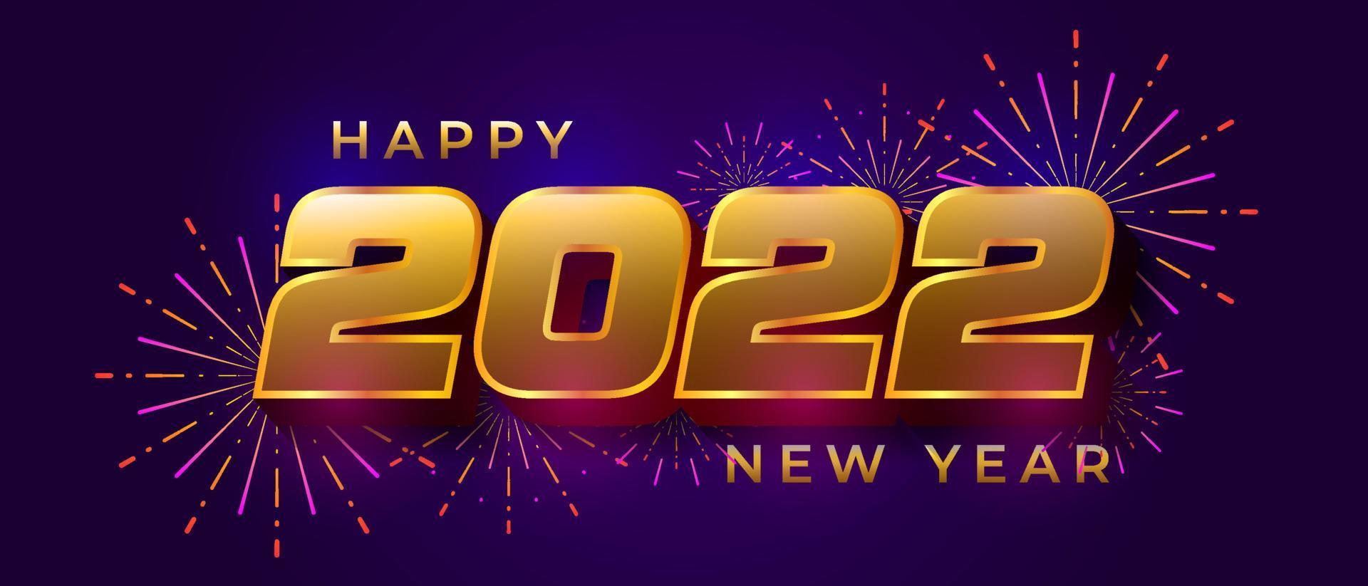 oro lucido 2022 felice anno nuovo banner disegno vettoriale