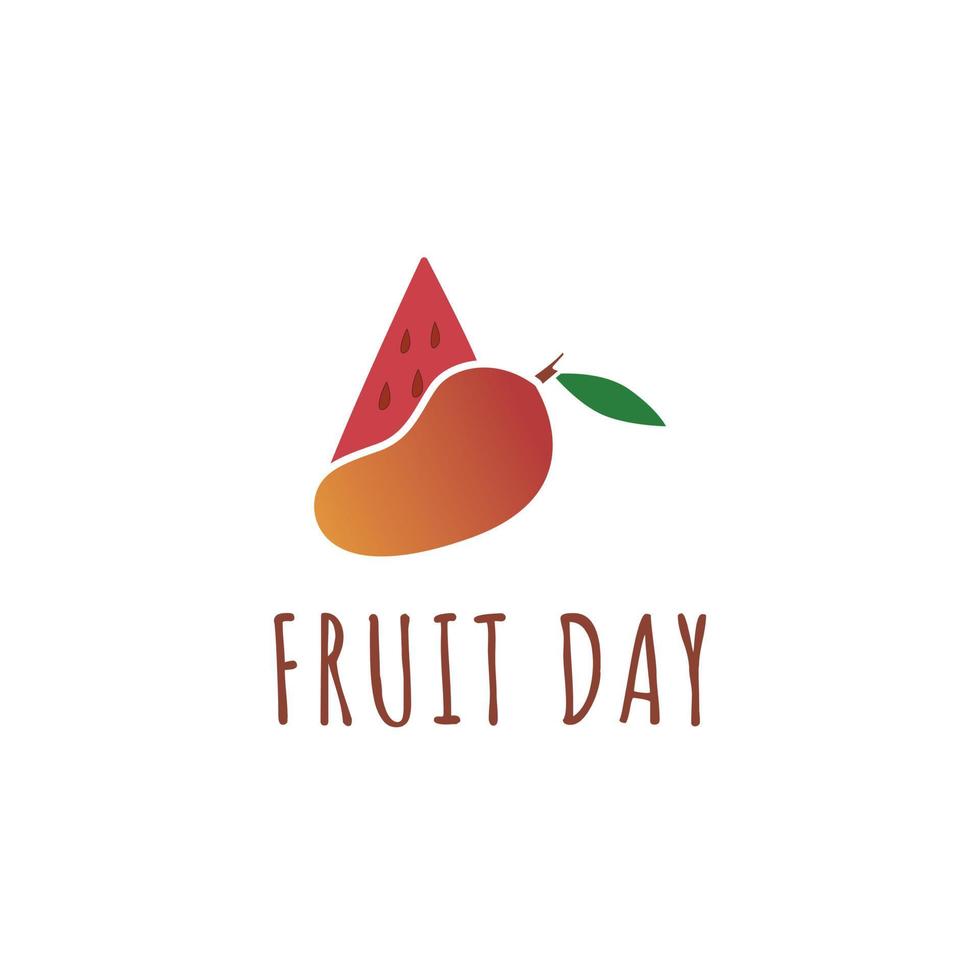 anguria fresca e illustrazione del logo della frutta del mango, concetto del logo della giornata della frutta. vettore