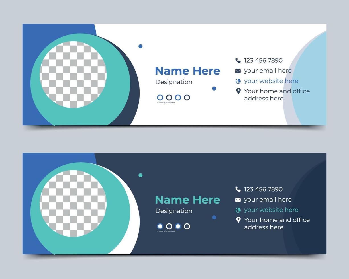 disegno del modello di firma e-mail o piè di pagina dell'e-mail e copertura dei social media personali vettore premium