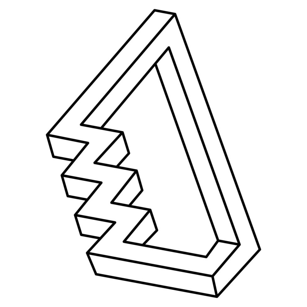 forme impossibili. elemento di progettazione web. oggetto di illusione ottica. disegno della linea. figura geometrica irreale. vettore