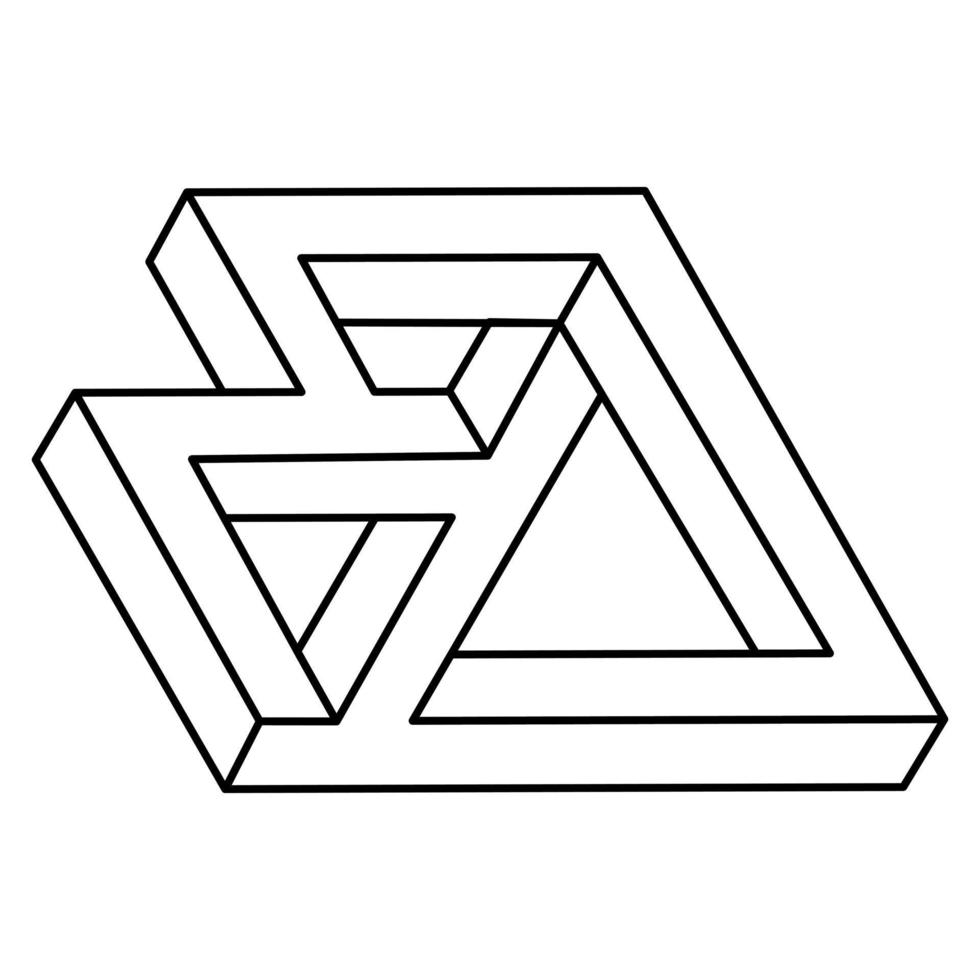 forma impossibile. elemento di progettazione web. oggetto di illusione ottica. disegno della linea. figure geometriche. vettore