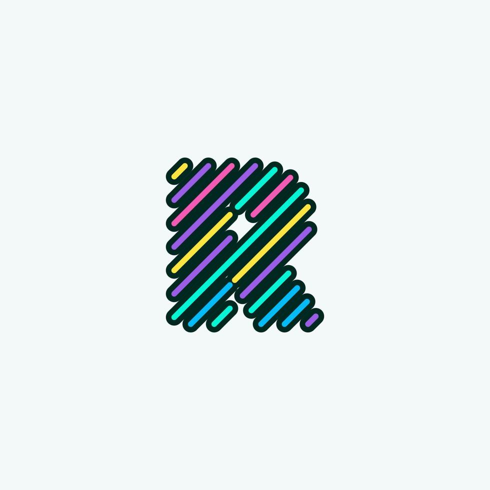 modello di progettazione logo elemento moderno colorato lettera r. carino fumetto alfabeto icona illustrazione vettoriale perfetta per la tua identità visiva.
