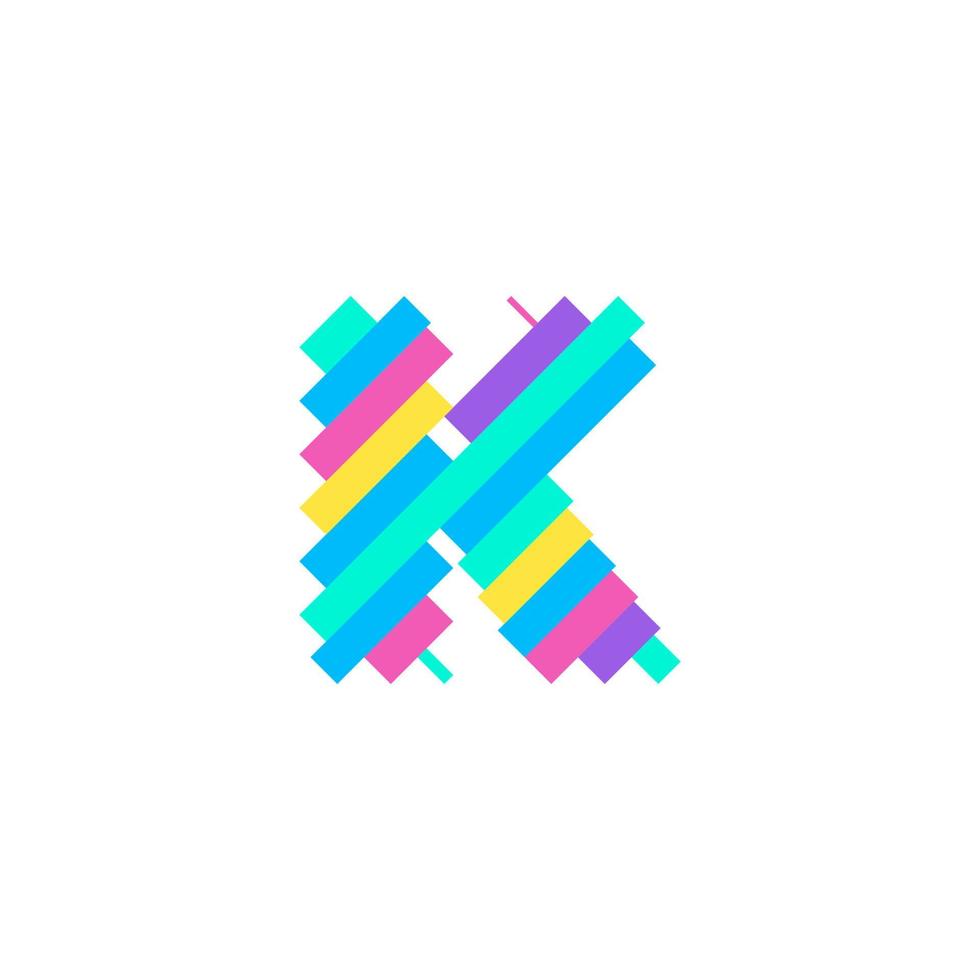 modello di progettazione logo colorato moderno pixel k lettera. illustrazione vettoriale dell'elemento simbolo dell'icona della tecnologia creativa perfetta per la tua identità visiva.