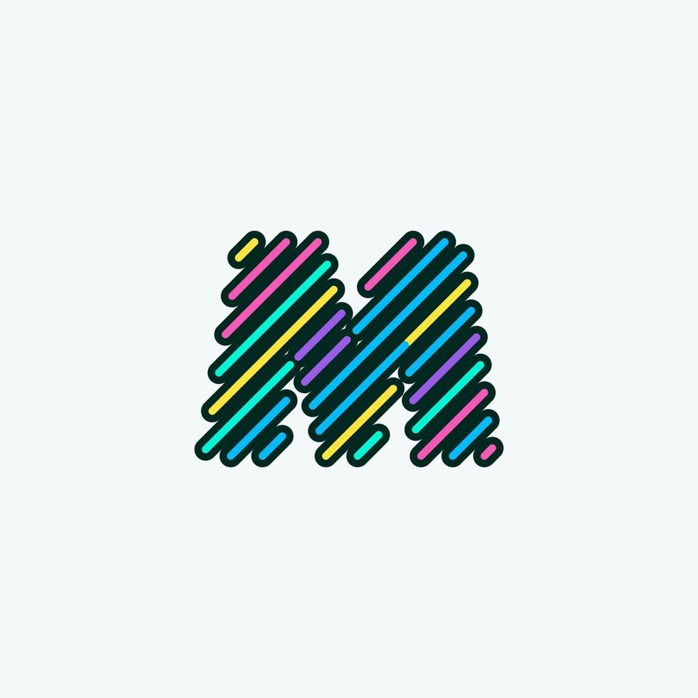 modello di progettazione logo moderno colorato m lettera elemento. carino fumetto alfabeto icona illustrazione vettoriale perfetta per la tua identità visiva.