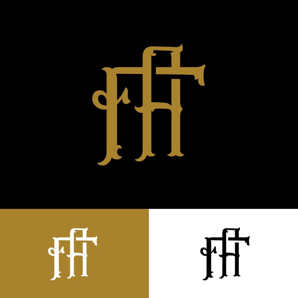 logo monogramma con lettera iniziale a, f, af o fa vintage sovrapposto color oro su sfondo nero vettore