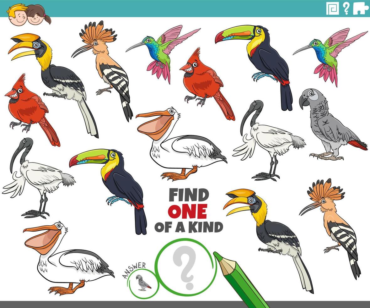 gioco unico nel suo genere con personaggi animali di uccelli dei cartoni animati vettore