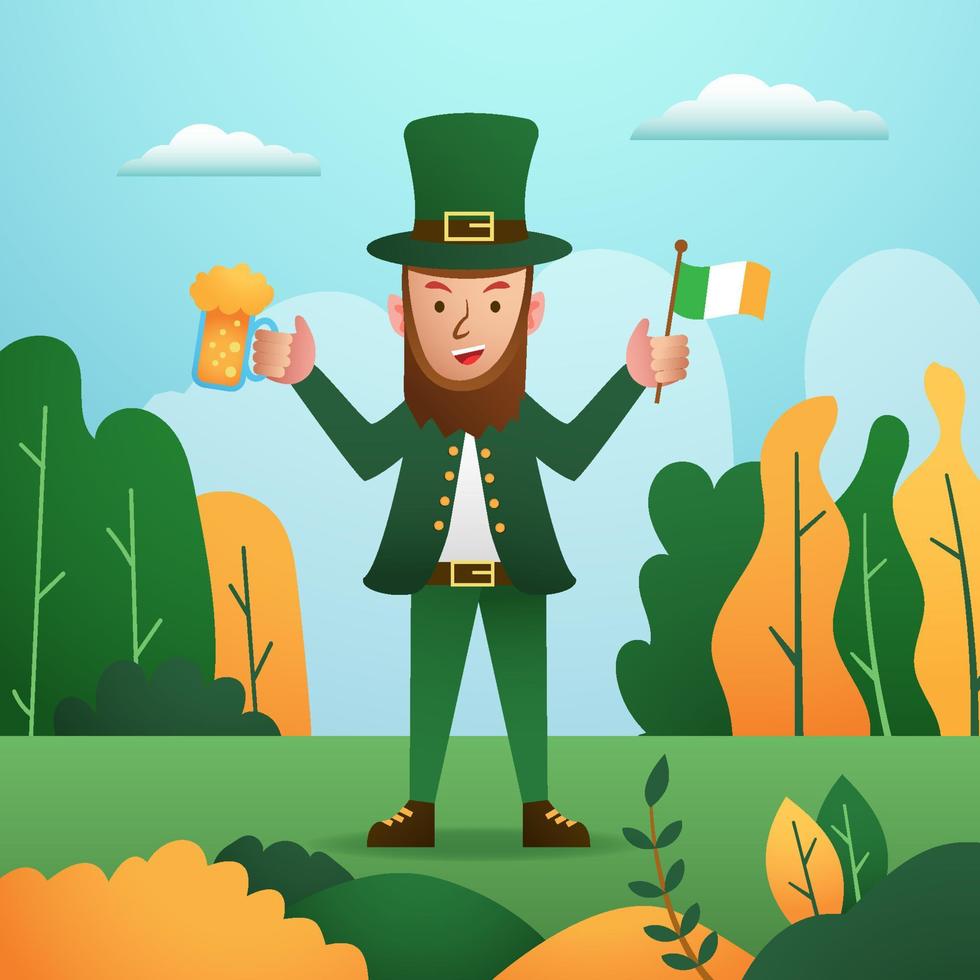 personaggio del leprechaun del giorno di san patrizio vettore