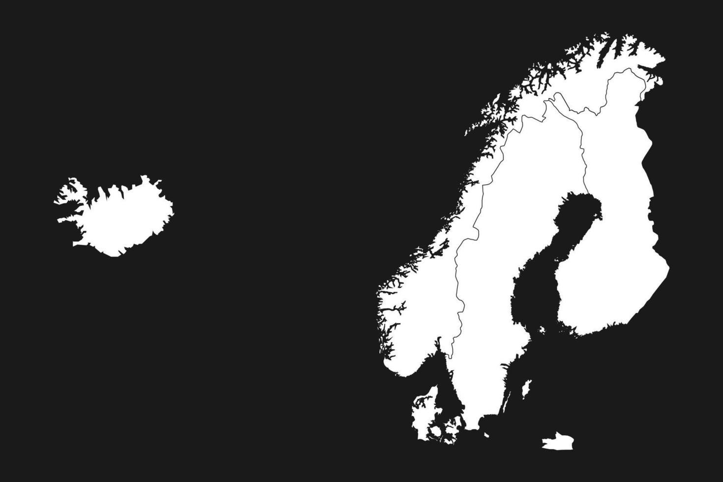 mappa della scandinavia su sfondo nero vettore