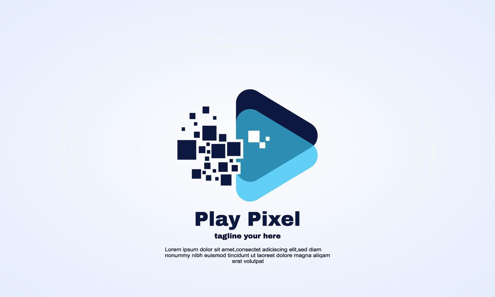 modello di progettazione di logo di pixel di riproduzione multimediale di vettore di illustrator
