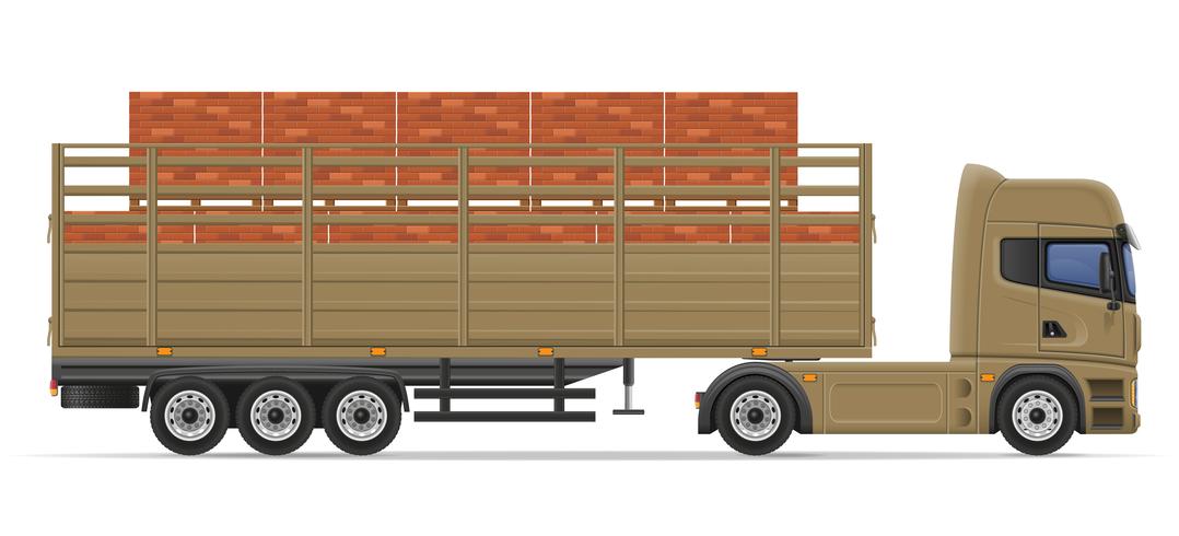 consegna e trasporto del rimorchio dei semi del camion dell&#39;illustrazione di vettore di concetto dei materiali da costruzione