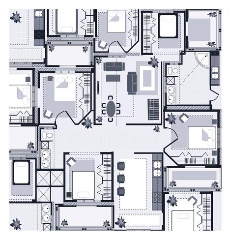 Gray House Plan vettore