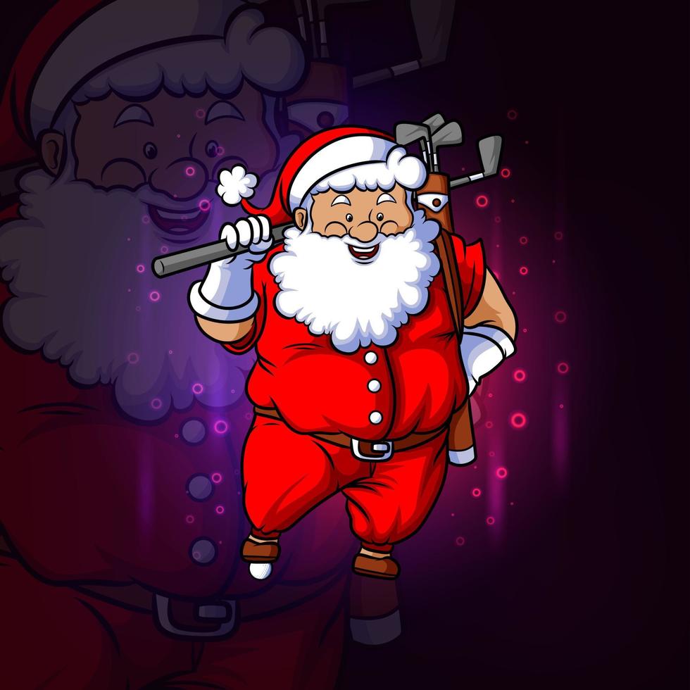 la clausola di babbo natale ha suonato il design del logo esport del golf vettore