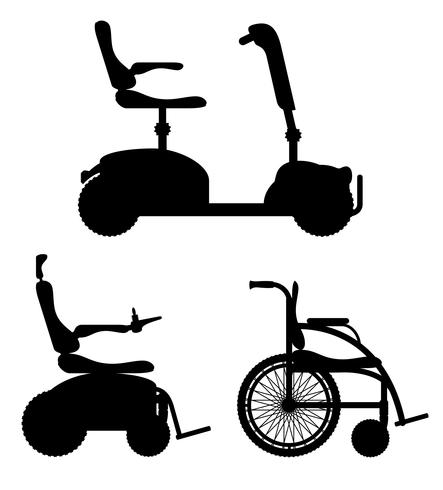 sedia a rotelle per le persone disabili contorno nero silhouette vettoriali stock illustrazione