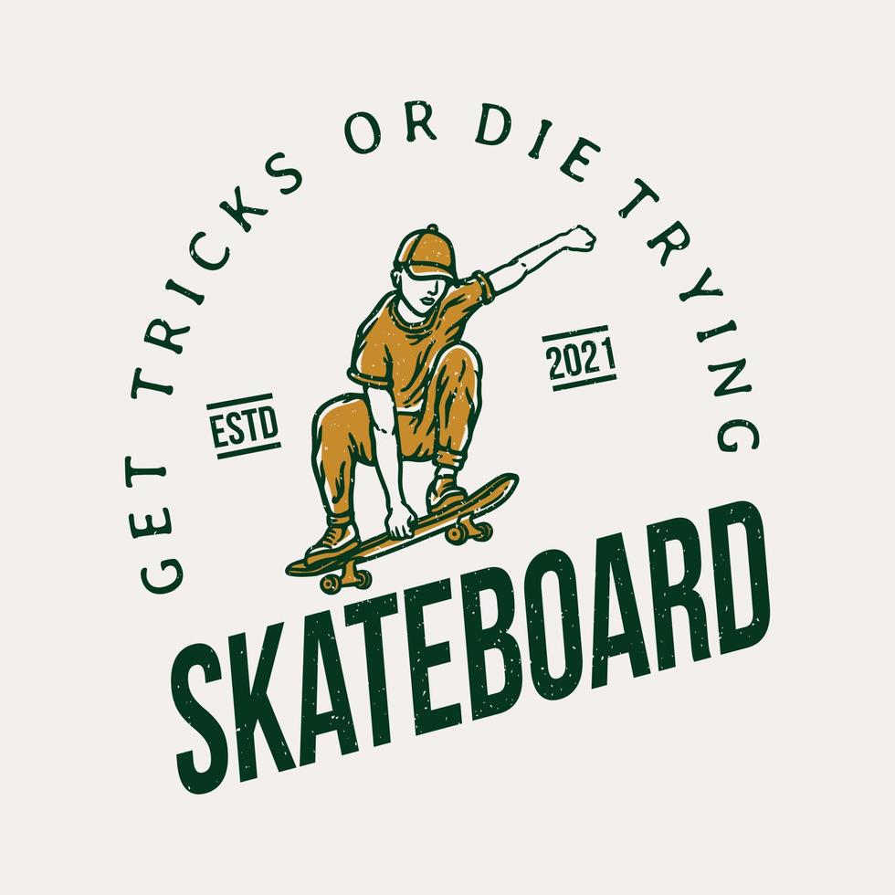 logo dello skateboarder in stile vintage vettore