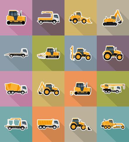 il trasporto di automobile per le icone piane della costruzione e della riparazione vector l&#39;illustrazione