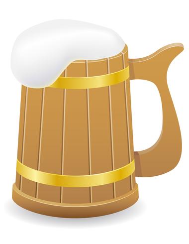 illustrazione vettoriale di birra tazza di legno