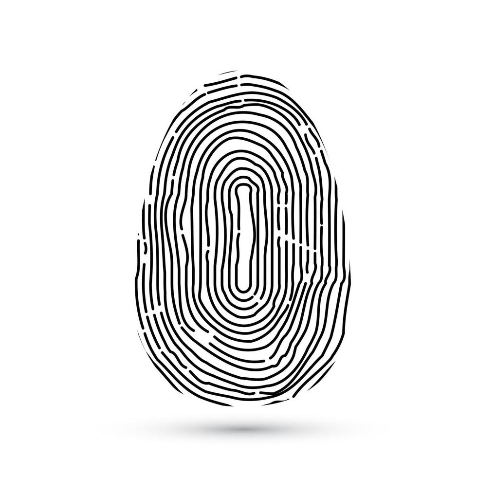 icona dell'impronta digitale isolata sulla scrittura. sistema di autorizzazione all'accesso di sicurezza. tecnologia biometrica per l'identità della persona. concetto di sistema di identificazione. firma elettronica. vettore