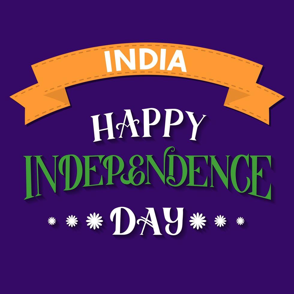 felice giorno dell'indipendenza dell'india scritte a mano. manifesto di tipografia celebrazione festa indiana. modello vettoriale facile da modificare per banner, volantini, biglietti di auguri, inviti, ecc.