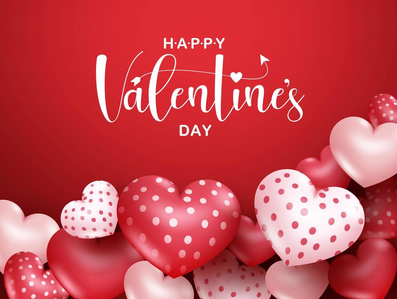 sfondo della bandiera di vettore di San Valentino. testo di auguri di San Valentino felice con cuori a palloncino nello spazio vuoto per la progettazione di biglietti di auguri di messaggi di San Valentino. illustrazione vettoriale