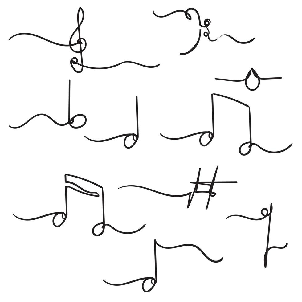 vettore dell'illustrazione della nota musicale di scarabocchio di linea continua