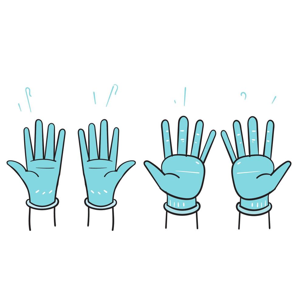 scarabocchio disegnato a mano mano con illustrazione vettoriale di guanti medici