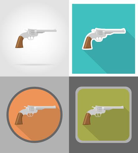 illustrazione vettoriale di icone piane selvaggi west revolver