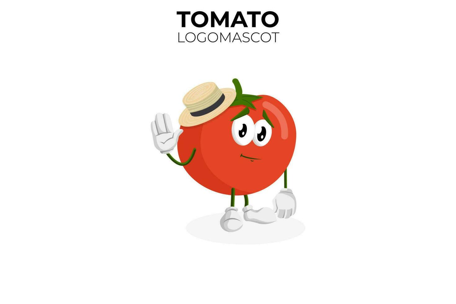 mascotte di pomodoro dei cartoni animati, illustrazione vettoriale di una mascotte di un simpatico personaggio di pomodoro