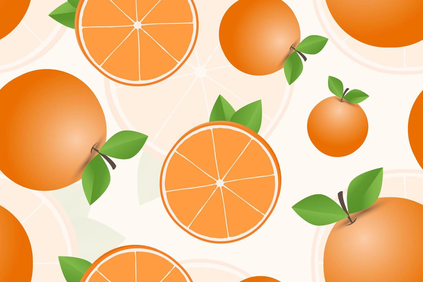 disegno del modello senza cuciture di frutta arancione disegnata a mano vettore