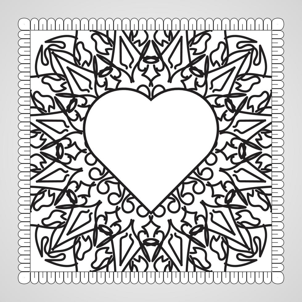 cuore disegnato a mano con mandala. decorazione in ornamento etnico orientale doodle. vettore