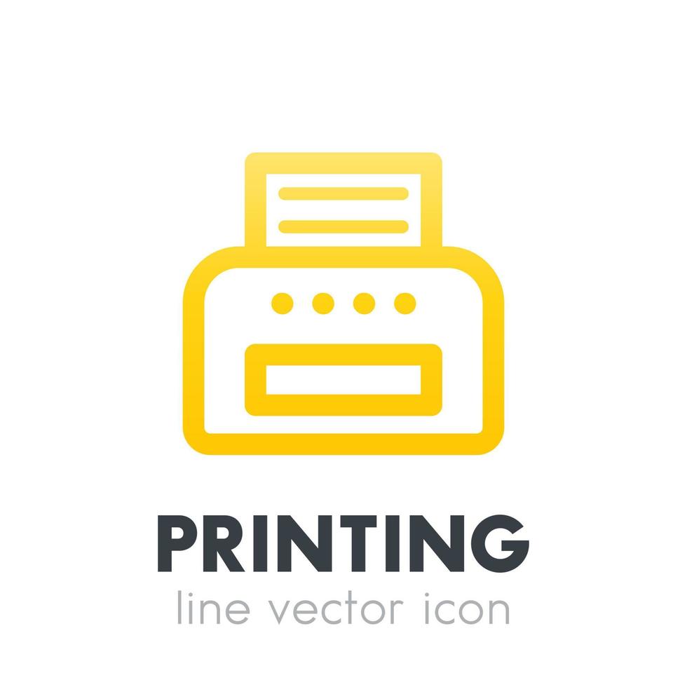 icona della stampante su bianco, stile di linea vettore