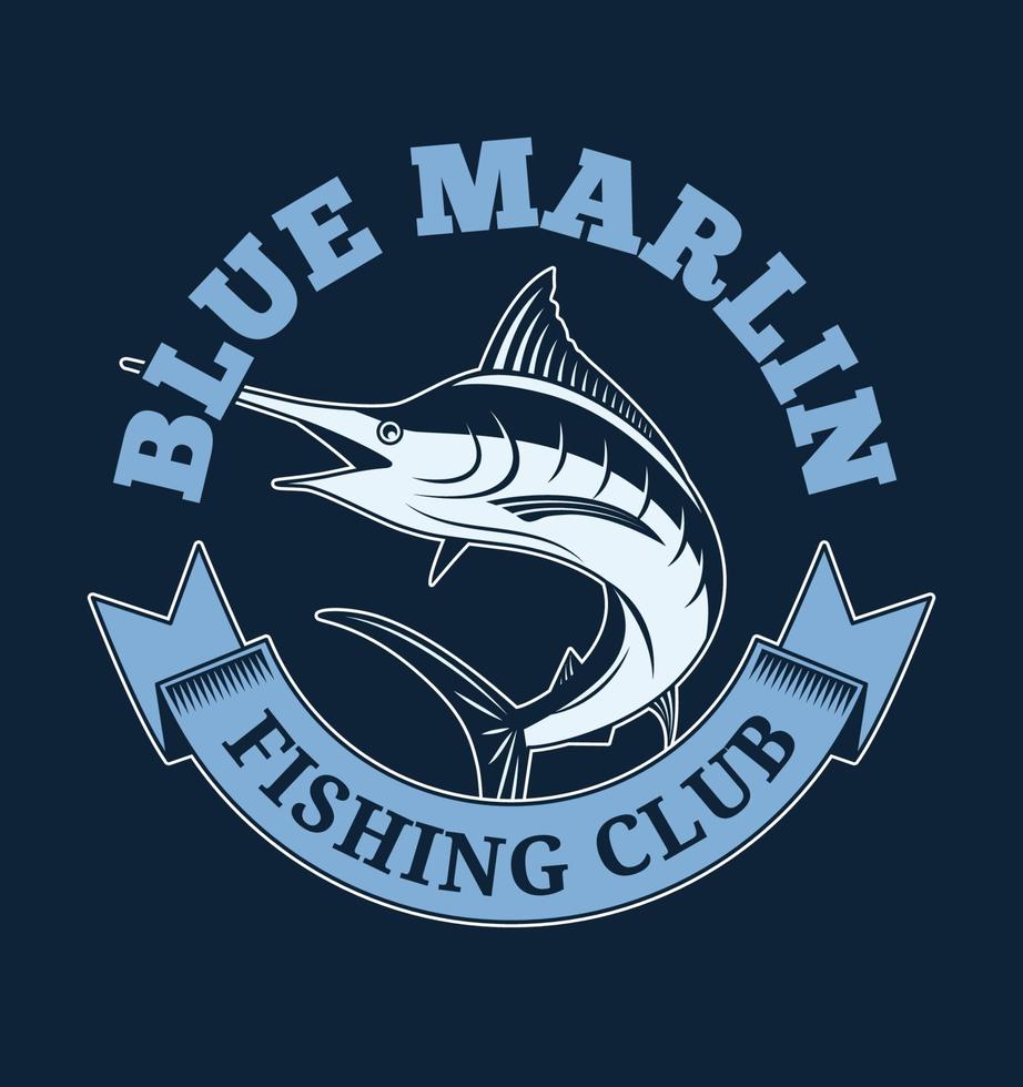 distintivo del club di pesca del marlin blu vettore